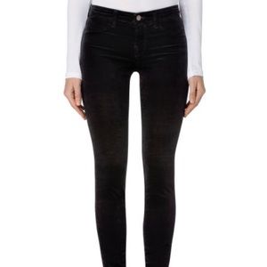 J Brand black velvet mid rise skinny jeans